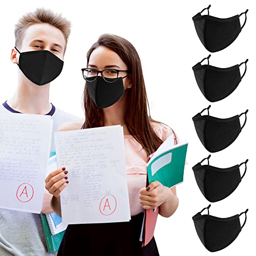 comfso Black Cloth Face Masks for Adults Washable Fabric XL Large Reusable - style: Medium for Teens 10+/Small Face Adult