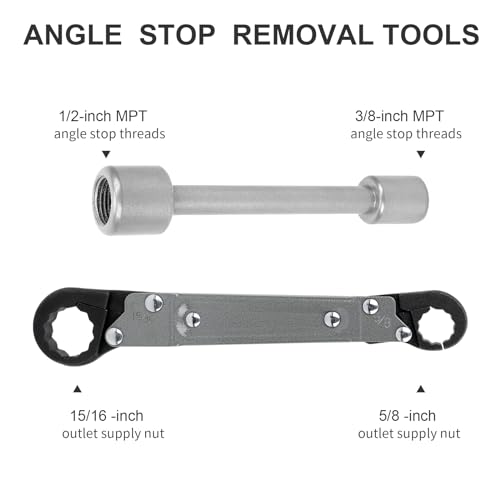 Holdly Angle Stop Wrench, Plumbing Tool for 3/8- and 1/2-Inch Valves - color: Silver