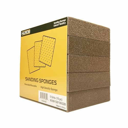 Huron Premium Precision Professional Sanding Sponge Assortment Pack 2 Each 5 Grits 60 to 220 (10 pc) - style: sponge