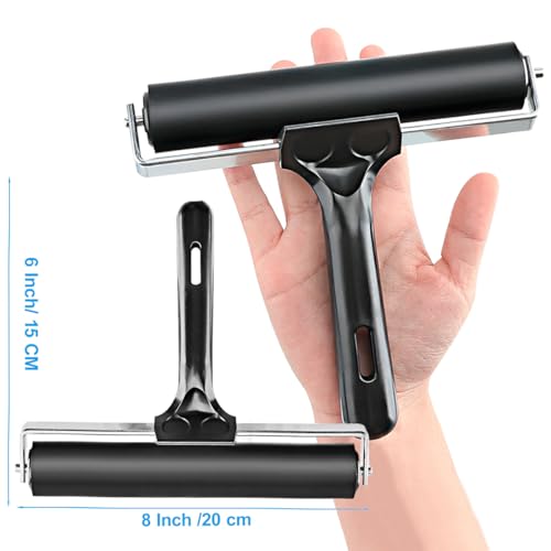 Rubber Roller, Ideal for Anti Skid Tape Construction Tools, Print, Ink and Stamping Tools (8-Inch, Black) - size: 8-Inch
