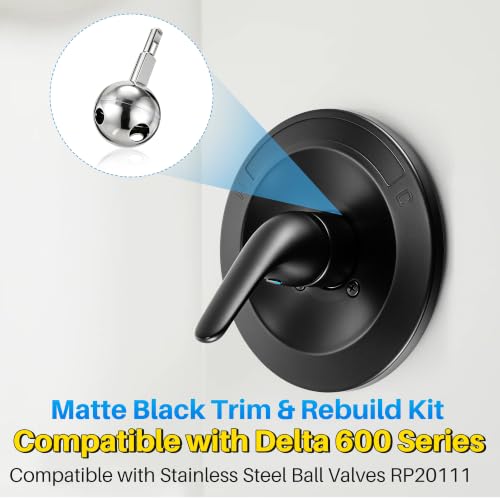 Shower Trim Kit Compatible with Delta RP54870, Lever, Matte Black - color: Matte Black