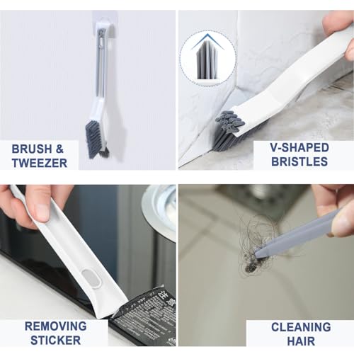 Cleaning Brush Kit, Flexible Drain Cleaning Brush, Drain Hair Removal Tool, Cleaner Brush for Bathroom, Toilet Rim, Sewer Drain, Tile Grout, Sink, Crevice, Pipe