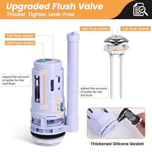 3-Inch Dual Flush Valve Replacement Kit for 2-Piece Toilets, Toilet Repair Kit Inside Tank with Push Button, Gasket & Bolts,Compatible with Glacier Bay, American Standard, and Toto - size: 3 Inch