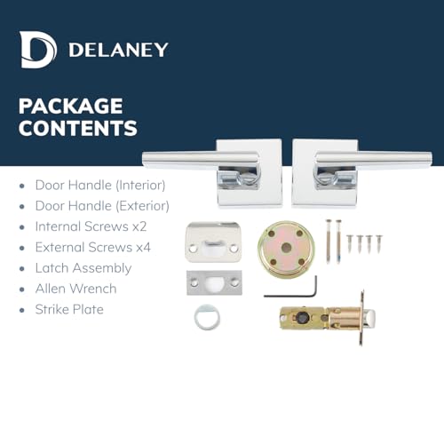 Delaney Vida Passage (Hall/Closet) Door Lever w/Square Trim Polished Chrome