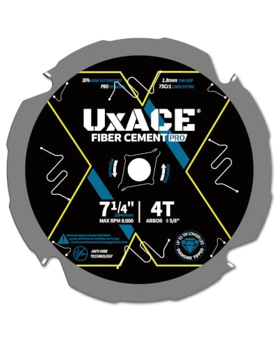 7-1/4-Inch 4-Tooth Circular Saw Blade with 5/8-Inch Arbor, Hardie Blade for Fiber Cement Cutting & Laminate Flooring, Polycrystalline Diamond Tipped(PCD) Saw Blade, Thin Kerf Design - size: 7-1/4", 5/8‘’ Arbor, 4T