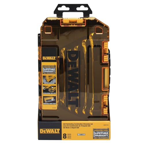 DEWALT Tough Box 8 PC SAE Ratcheting Combination Wrench Set - style: SAE