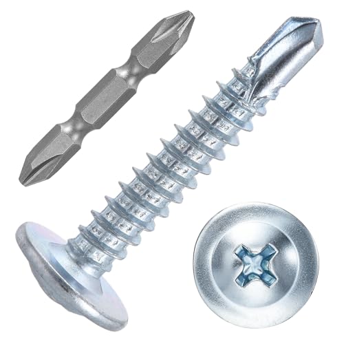 50Pcs #8x1-3/4 Sheet Metal Screws 410 Stainless Steel Silver - color: Blue and White, size: #8x1"
