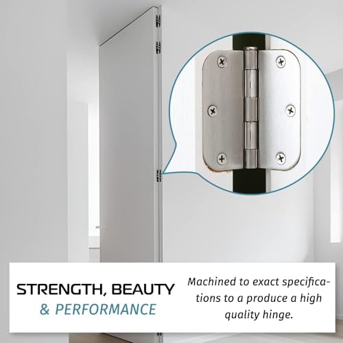 30 Pack Satin Nickel Door Hinges 3.5 inch Brushed Nickel Hinges Rounded 5/8" Radius Corners Bedroom Residential Standard Indoor Door Hardware Hinge - size: 30 Pack