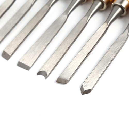 Wood Chisel Tool Set, 12pcs Woodworking Chisels Wood Carving Tools Trimming Down Wood Woodworking Lathe Gouges Tools with Roll-Up Carrying Case for Carpenter Craftsman