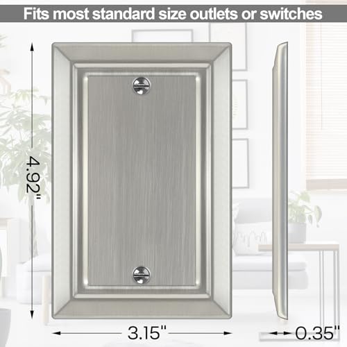 Metal Wall Plate for Electrical Outlets, Applicable to Single Blank, 4 Pack - size: single Blank