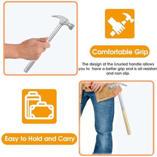 Small Metal Hammer 6 in 1 with Slotted/Flat Head Phillips Screwdriver Claw Hammer Manual, Portable Multifunction Tool Hammer (Gold Silver) - color: Gold Silver