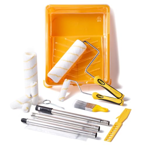 VOOMEY Paint Roller Kit with Extension Pole - 9 Inch Paint Roller with Tray - style: 16 pcs paint roller kit