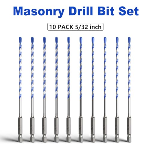 10 Pack 5/32 inch Concrete Drill Bit Set,Masonry Drill Bit Set - style: 5/32"（10 Pcs）