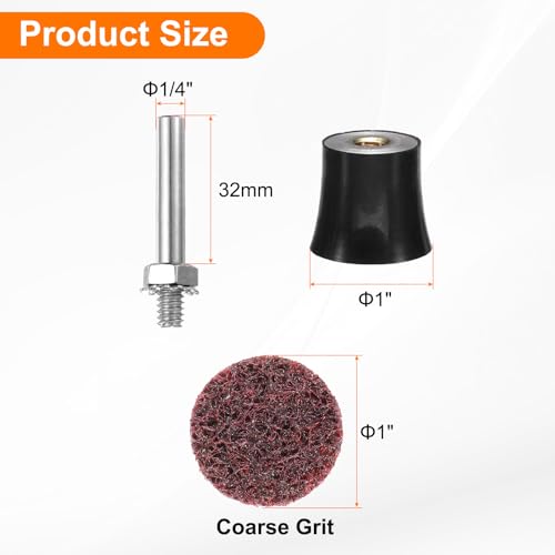 HARFINGTON 26pcs Quick Change Discs Set 1" Lock Sanding Discs with 1/4" Shank Pad Holder Medium Grit Surface Conditioning for Polish Rust Removal - size: 1"