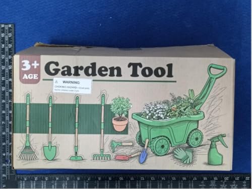 VICHTOP 10Pcs Kids Gardening Tools Set - Wheelbarrow Toys with Shovel, Rake, Hoe and Leaf Rake for Outdoor Backyard Play, STEM Educational Toys, for Toddler Boys & Girls Ages 3 4 5