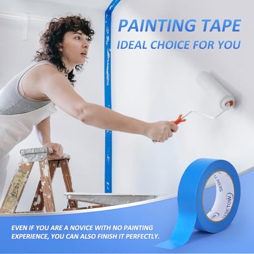 10Rolls Painters Tape 1.5 inch Wide Bulk Blue Masking Tape 1.41in x 55yards - size: 1.41 inch × 10 Rolls
