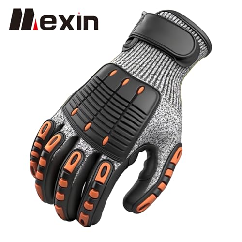 Tekware TPR Impact Work Gloves, Anti-Slip Grip, Adjustable Wrist for Construction, Mechanic and Outdoor Work - size: Large