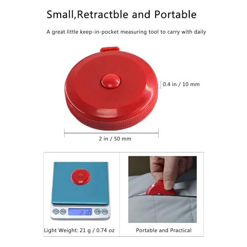 Tape Measure,60 Inch Soft Measuring Tape for Body Fabric Sewing - color: Red