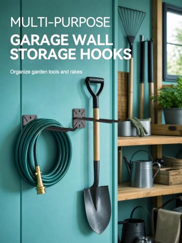 HJW 4 Pack Metal Wall Mount Garage Double Storage Hooks