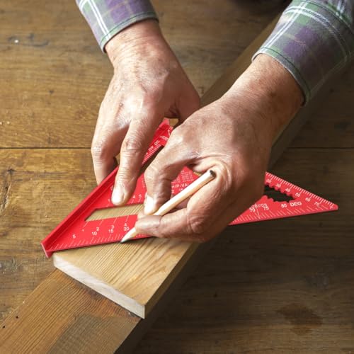 Carpenter Square 7 Inch Rafter Square for Angle Drawing Triangle - Red - color: red