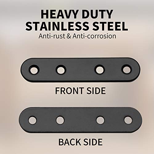 Jiozermi 12 Pcs Straight Brace, 3.15" x 0.69", Stainless Steel Black - size: Black, 3.15” x 0.69”, 12 Pcs