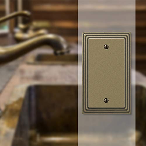 Amerelle Steps Single Blank Cast Metal Wallplate in Rustic Brass - color: Rustic Brass, size: 1 Blank