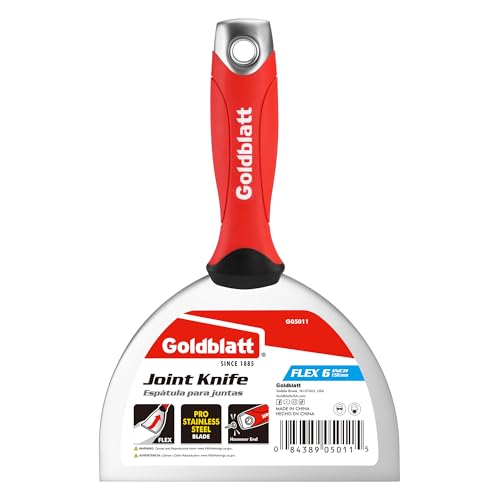 Goldblatt 6" Putty Knife, Stainless Steel Scraping Paint, Putty Knife Scraper with Hammer End, Soft Grip, Perfect for Drywall Repairing and Finishing - size: 6 Inch