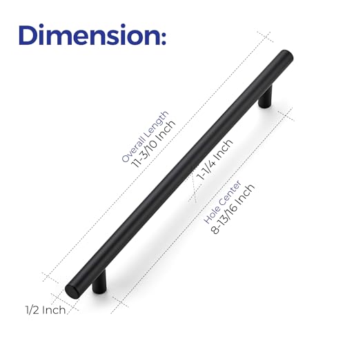 Ravinte Matte Black Cabinet Handles 11-3/10"Length,8-13/16" Hole,10 Pack - size: 11-3/10 Inch（8-13/16 Inch Hole Center）