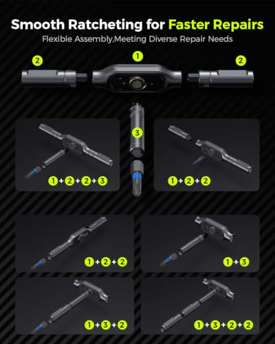 71 in 1 Ratcheting Screwdriver Set, Magnetic Multi Bit Screwdriver Kit with T Ratchet Handle, Precision Screwdriver Kit, S2 Steel Bits, Magnetizer, Electronics Repair Tool Kit for Phone Laptop PC PS5 - size: 71in 1 Black