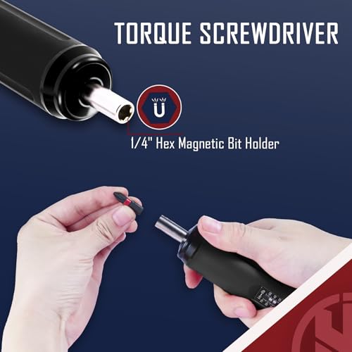 KNINE OUTDOORS Torque Screwdriver Wrench Driver Set 10-70 Inch Pounds lbs for Maintenance with T-bar Handle, 40 Hex Bits, 1/4" Socket, Shaft Extension, For Tools, Bike Repairing and Mounting (Black) - color: Black
