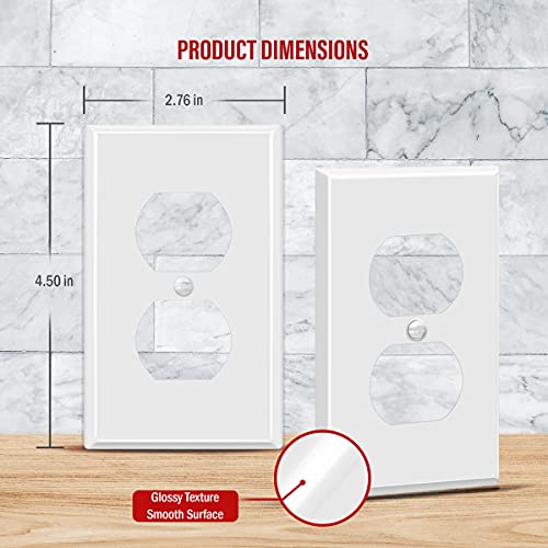 ENERLITES Duplex Receptacle Outlet Metal Wall Plate, 1-Gang, White Gloss - color: White Gloss, size: Standard Size