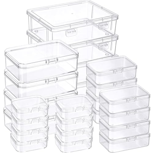 SATINIOR 24 Pcs Small Clear Plastic Container Box, Multiple Sizes - size: Multiple Sizes