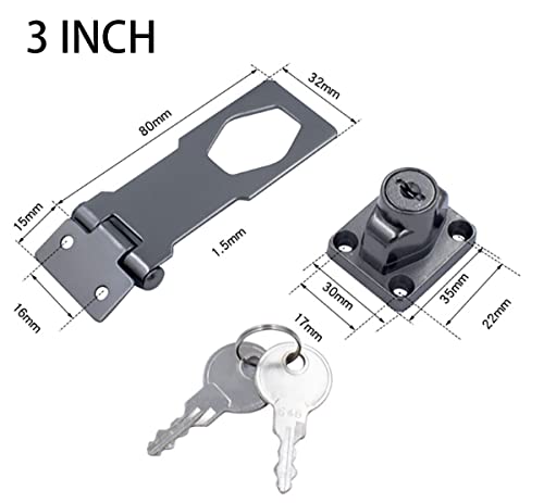 Flip Latch 3-mm Thickened Heavy Duty Hasp Safety Door Lock Gate Latches for Double Door Window Barn Closet Drawer Cabinet Garage,Stainless Steel Brushed Nickel (3 INCH-2 PCS) - size: 3 INCH-2 PCS