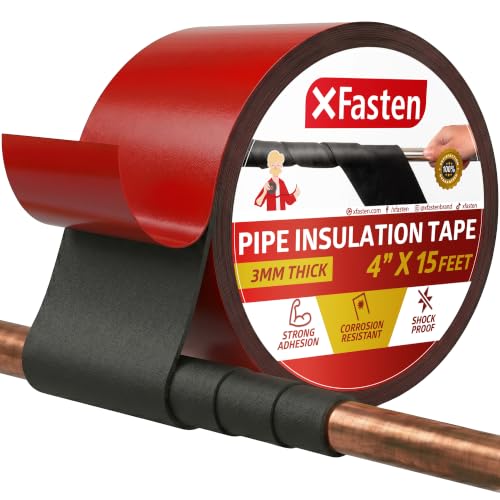 XFasten Foam Pipe Insulation Tape 4 Inch x 15 Feet Heavy-Duty AC Line Insulation Outdoor Pipe Wrap Tape AC Pipe Insulation Outdoor Pipe Insulation Wrap Tape HVAC Line Insulation Pipe Wrap Around Tape - style: 4 Inch x 15 Feet