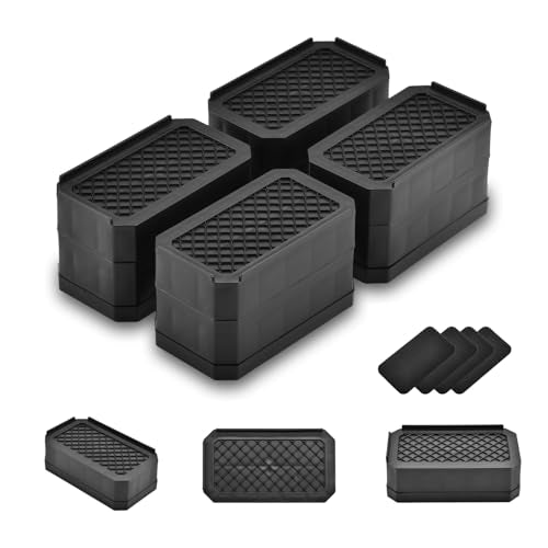EclatBain Rectangular Adjustable Bed Risers 3&4.3 Inch, 4000 lbs, 4 Pack - color: Rectangle-4 Pack-black, size: 2 Layer(3inch)