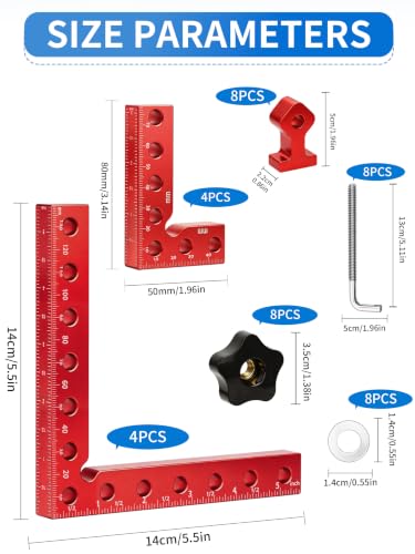 8PCS 90° Corner Clamps for Woodworking, Aluminum Right Angle Kit - size: 8pcs