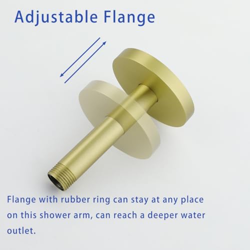 Wall Mounted Stainless Steel Shower Arm Shower Head Extension Pipe Bathroom Accessories 4 Inch Brushed Gold,SW-RD91038-4BG. - color: Circular Flange-4" Brushed Gold