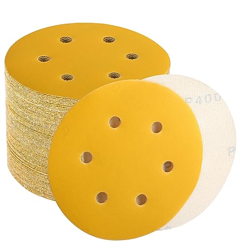 6 Inch Sanding Discs Hook and Loop, 400 Grit Sandpaper for Orbital Sander, Professional for Automotive and Woodworking, 100 Pack - style: 400 Grit