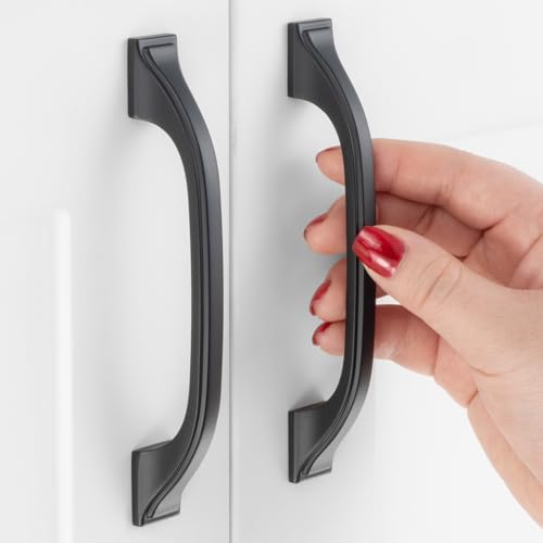 3-3/4 Inch Matte Black Cabinet Pulls Arch Handles 10 Pack P2409 - color: Black, size: 3-3/4" Hole Centers-10 Pcs