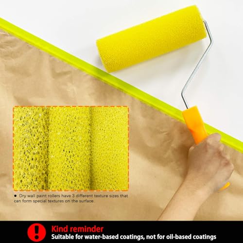 12 Pcs 4 inch Textured Paint Roller Covers+2 Frame Set,3 Textures - size: 4",4S+4M+4L+2Frame