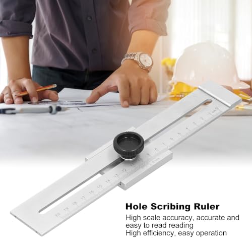 Precision Carbon Steel Sliding Line Ruler Woodworking Parallel Gauge with Slide Stops ABS Knob Deburred Edge Marking Tool for Mechanical Processing