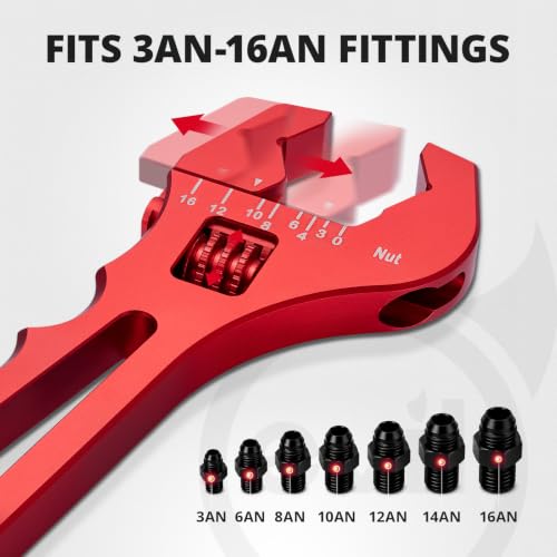 EVIL ENERGY AN Fittings Wrench 3AN-16AN with 4" Magnetic Vise Jaw Pad - color: Red