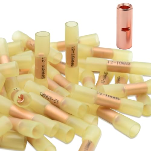 SVAAR 12-10 Gauge Heat Shrink Butt Connectors 40pcs 12-10 AWG Heat Shrink Butt Splice Marine Grade Insulated Waterproof Electrical Crimp Wire Connectors,Pure Copper Butt Splice for 12-10 Gauge Wire - size: 12-10 AWG