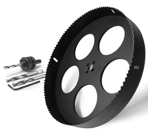 11 Inch Hole Saw with 1/2" Triangle Shank Quick Change Arbor, JTemgle Bi-Metal Hole Saw Heavy Duty Hole Cutting Tool for Cornhole Boards, Recessed Lights, Wood, Plastic, Drywall & Soft Metal - size: 11"