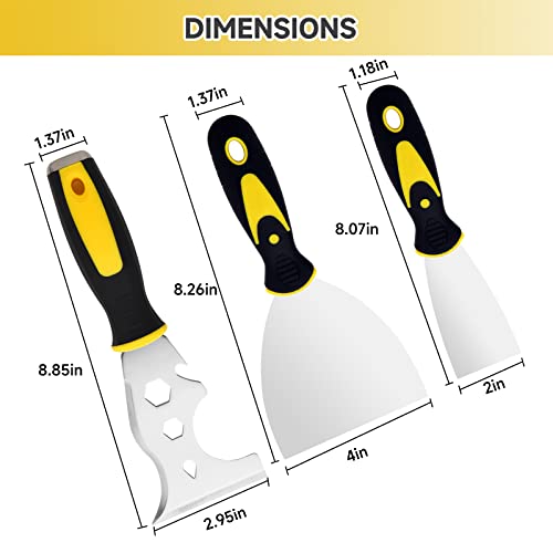 3Pcs Putty Knife Set,2"&4"Stainless Steel Scraper for Drywall&Wallpaper