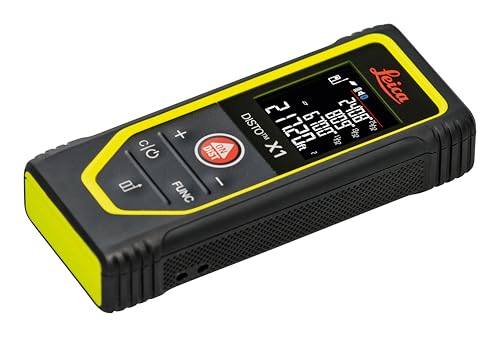 Leica Disto X1 - Range 330 ft, Bluetooth 4.2 and NFC Data Transfer, add and Subtract, Volume, 4-line Display, IP 65 dust and waterjet Protection and 6 ft Drop Tested, Hand Loop, Pouch.