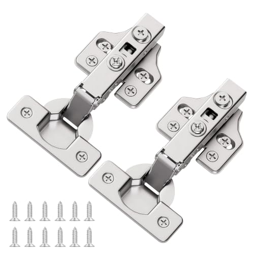 4Pcs Soft Close Full Overlay Cabinet Hinges with Clip-On Plate - color: Full Overlay, size: 4 Pieces