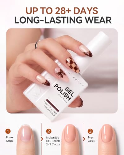Makartt Nude Brown Gel Nail Polish Set 15ML : 6 Colors, Neutral Skin Tones - color: Cozy Mocha Blend