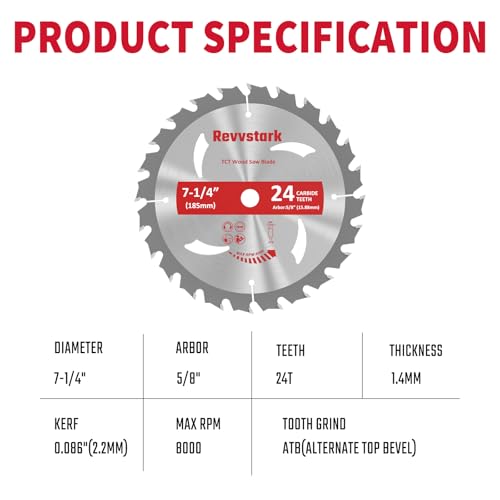 10 PCS Circular Saw Blade 7-1/4" 24T for Cutting Wood, 5/8" Arbor - size: 7-1/4 In 24T(10PCS)