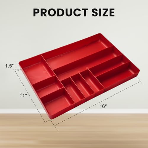 10-Compartments Tool Box Organizer Tray (1, Red) - color: Red